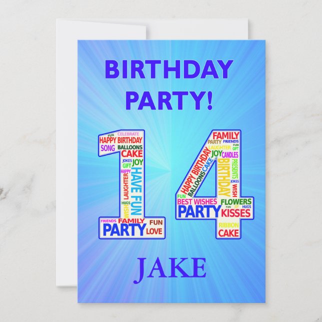 14.ª invitación a fiesta de cumpleaños Añadir un n (Anverso)