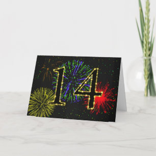 14.ª tarjeta de cumpleaños con fuegos artificiales