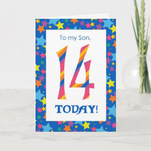 14.ª tarjeta de cumpleaños para el hijo, las rayas