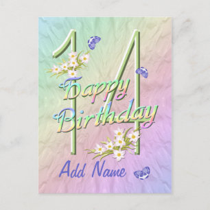 14.ª tarjeta postal de baile de mariposa de cumple