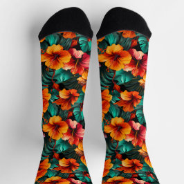 #14 Calcetines de la tripulación con patrón floral
