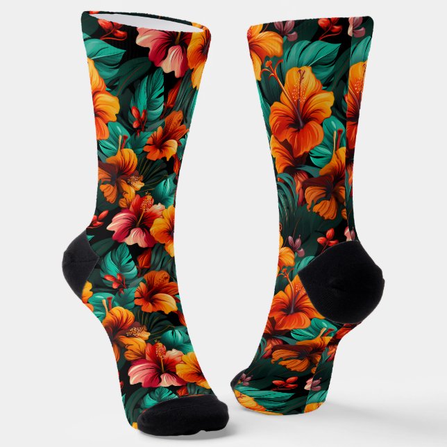 #14 Calcetines de la tripulación con patrón floral (Angular)