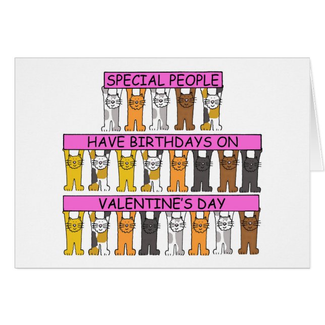 14 de febrero Gatos Personalizados Cute de Cumplea (Anverso (Horizontal))