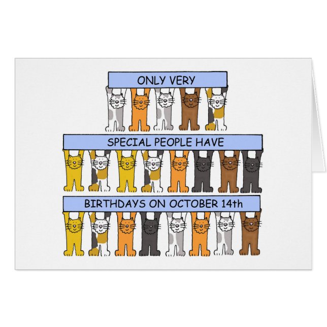 14 de octubre 14 Gatos Personalizados Cute de Cump (Anverso (Horizontal))