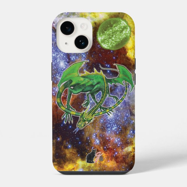 14 Estuche Emerald Cosmic Dragon para iPhone Funda Ma (Reverso )