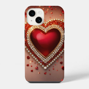 14 Funda dura para iPhone 14, brillante con corazón d