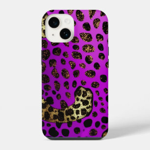 14 Funda dura para iPhone Mate con brillo de leopardo