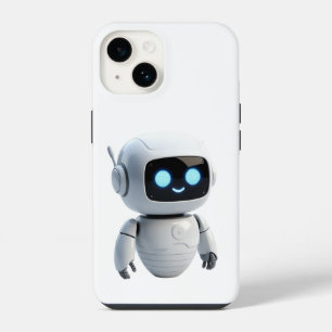 14 Funda para iPhone blanca minimalista con robot de