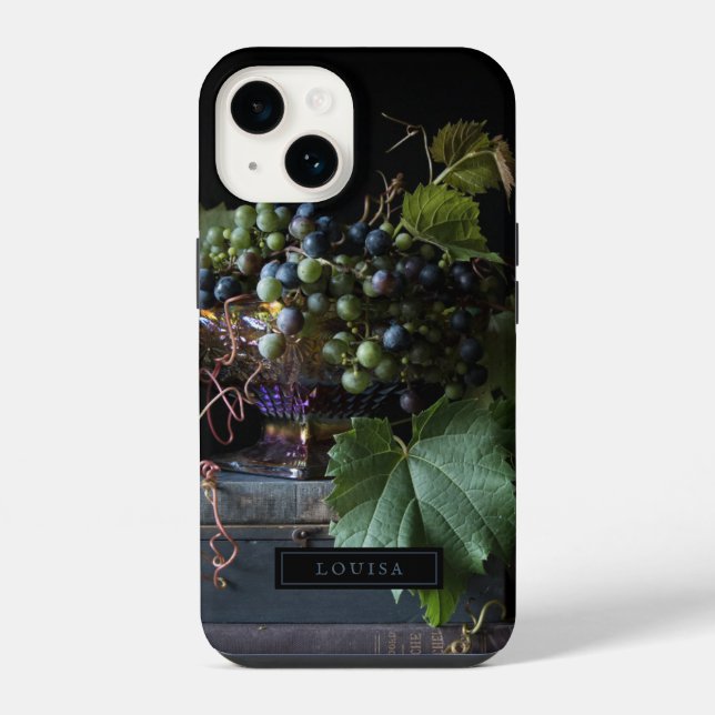 14 Funda para iPhone de Bodegón Botánico de Uvas (Reverso )