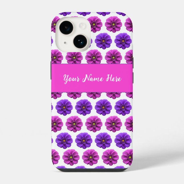 14 Funda para Iphone - Flores Rosas y Moradas (Reverso )