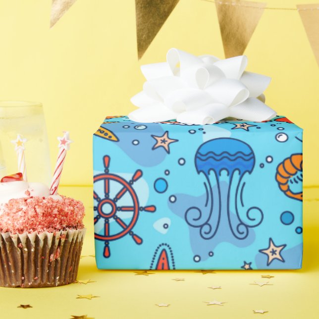 #14 Papel de envolver de paraíso náutico "grande" (Fiesta de cumpleaños )