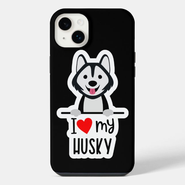 14 Plus Cute Love Husky Case-Mate Funda para iPhone (Reverso)