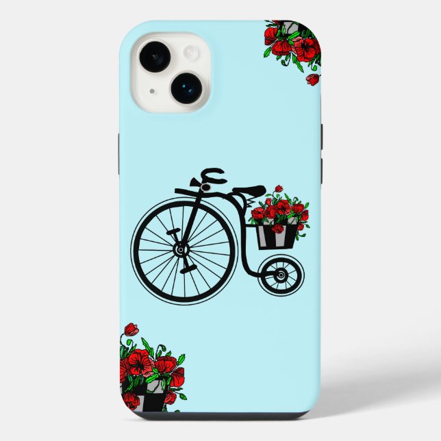 14 Plus Funda para iPhone de bicicleta romántica con flore (Reverso)