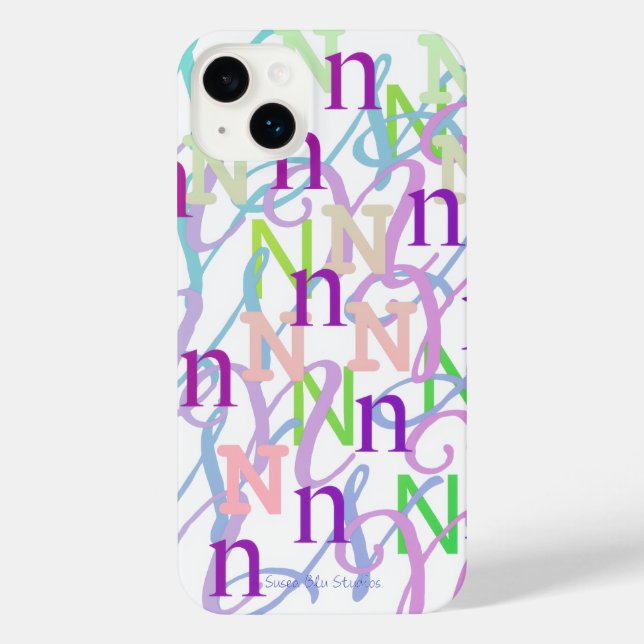 14 Plus Funda para iPhone "N" con confeti de letras (Reverso )