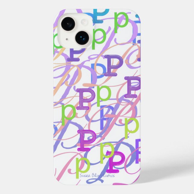 14 Plus Funda para iPhone "P" con confeti de letras (Reverso )