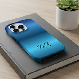 14 Pro Funda azul personalizada con monograma para iPhone