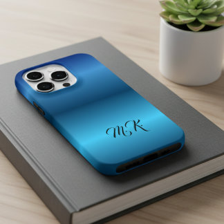 14 Pro Funda azul personalizada con monograma para iPhone