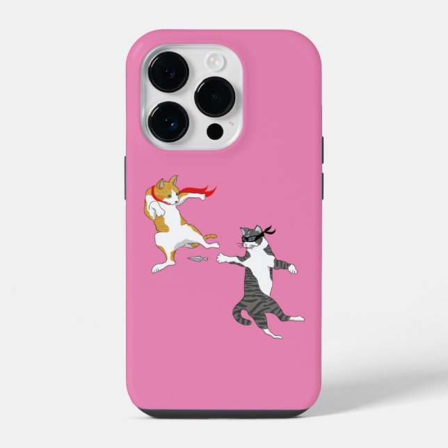 14 Pro Funda para iPhone Case-Mate de pelea de gatos (Reverso )
