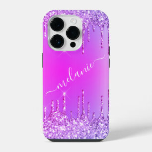 14 Pro Funda para iPhone con nombre personalizado Morado 