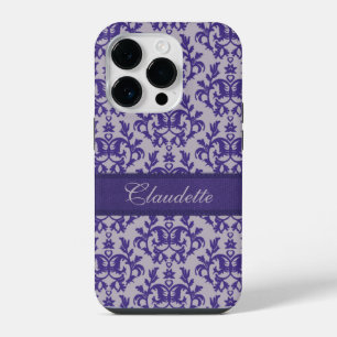 14 Pro Funda para iphone damasco botánico morado gris