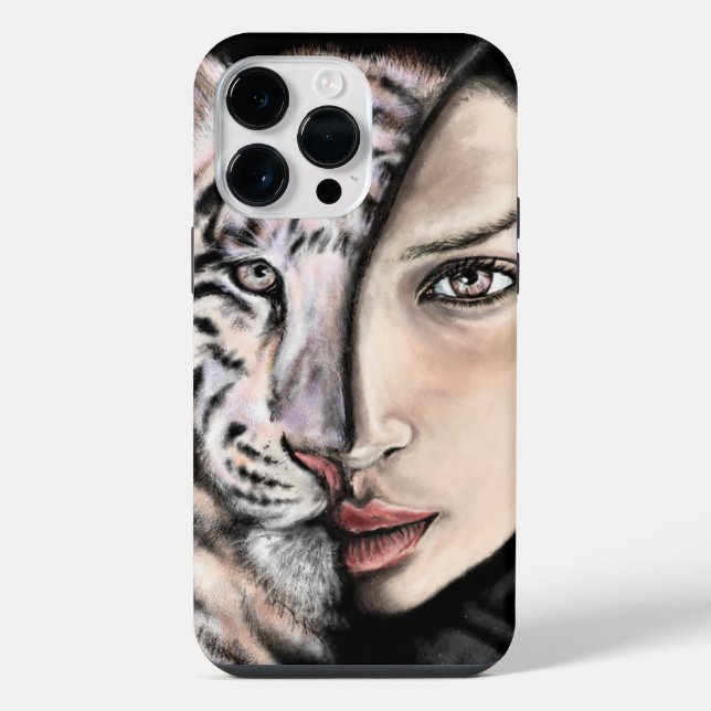 14 Pro Max Funda para iPhone Mujer Tigre (Reverso )