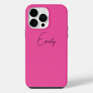 14 Pro Max Funda para iPhone personalizada rosa con nombre en