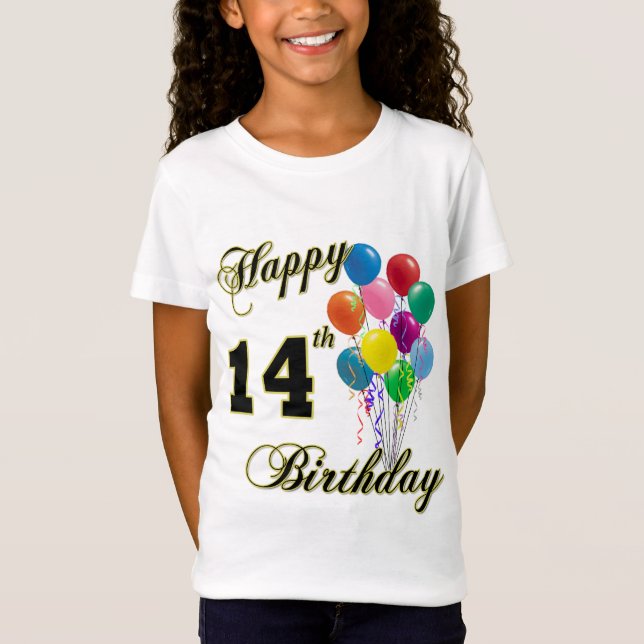 14ta camiseta feliz del cumpleaños (Anverso)