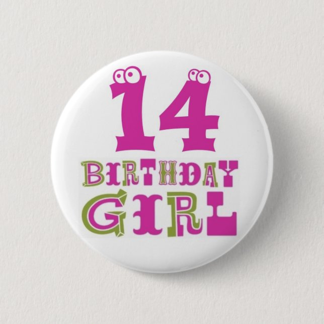 14to Insignia del botón del chica del cumpleaños (Anverso)