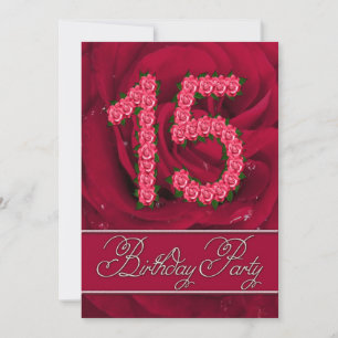 15.ª invitación a la fiesta de cumpleaños con rosa