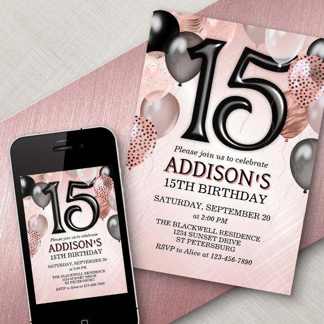 15.ª invitación a los globos Rosas de oro (Subido por el creador)
