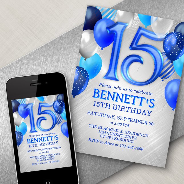 15.ª Invitación al cumpleaños azul (Subido por el creador)
