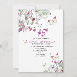 15.ª invitación al cumpleaños de las mariposas púr