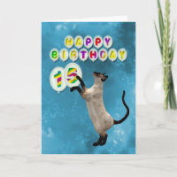 15.ª tarjeta de cumpleaños con gatos siameses