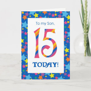15.ª tarjeta de cumpleaños para un hijo, rayas y e