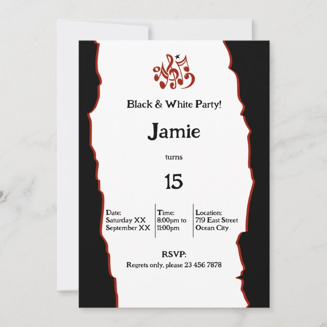 15.ª Tarjeta de invitación a la fiesta de cumpleañ (Anverso)