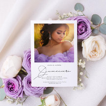 15.º cumpleaños Elegante invitación fotográfica Qu