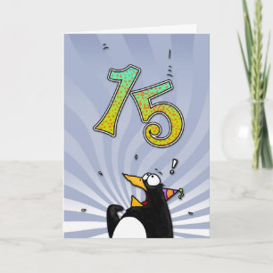 15.º cumpleaños - Tarjeta de sorpresa para pingüin