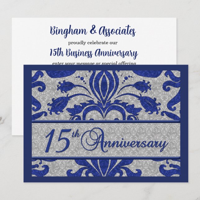 15° Aniversario Invitación empresarial Azul (Anverso / Reverso)
