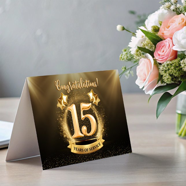 15 años Tarjeta de Fold Aniversario del Hitos de E (15 Years Employee Milestone Anniversary Fold Card)