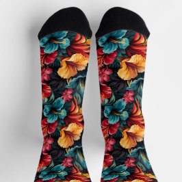 #15 Calcetines de la tripulación con patrón floral