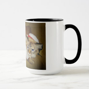 15 onzas. taza con Dezi el Ragdoll vestido como