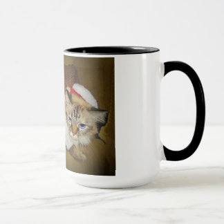 15 onzas. taza con Dezi el Ragdoll vestido como