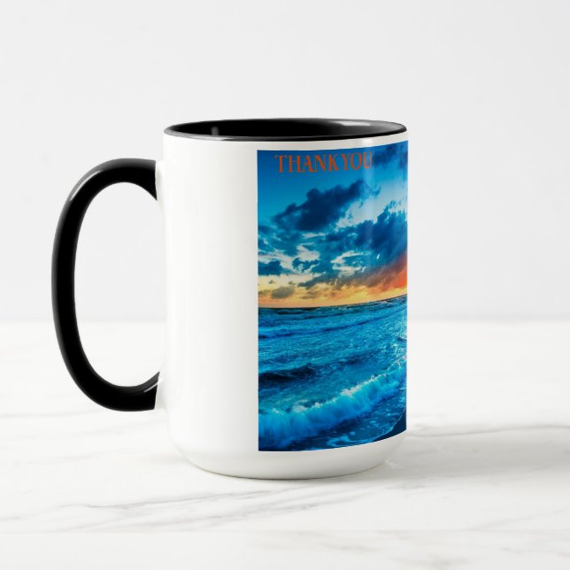 15 oz café taza alpaca en la playa, gracias (Izquierda)