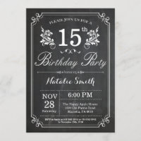 15a Invitación de cumpleaños Cartón Floral