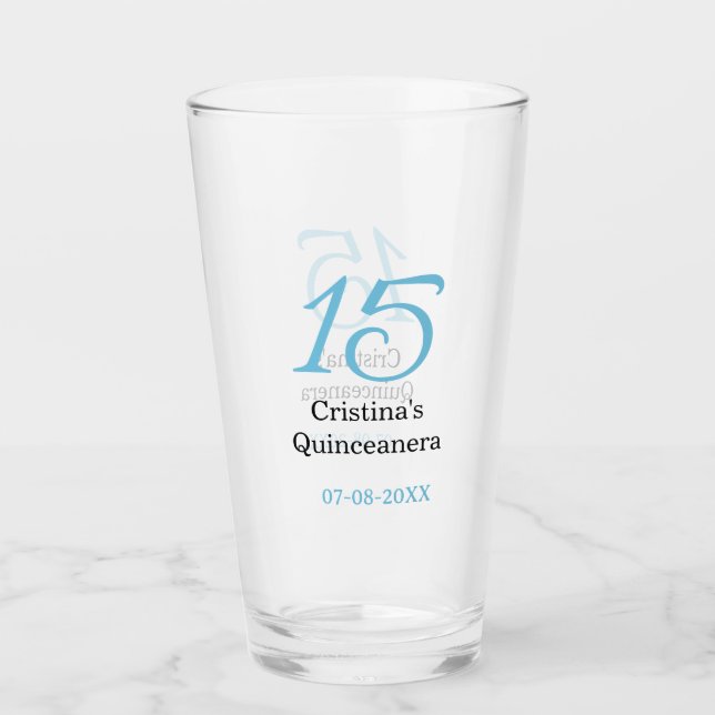 15th quinceanera birthday blue black bold letter n (Anverso)