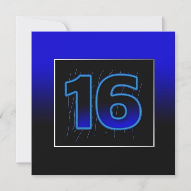 16ª invitación a la fiesta de cumpleaños - Azul/Ne (Anverso)