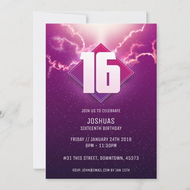 16ª Invitación de cumpleaños (Anverso)