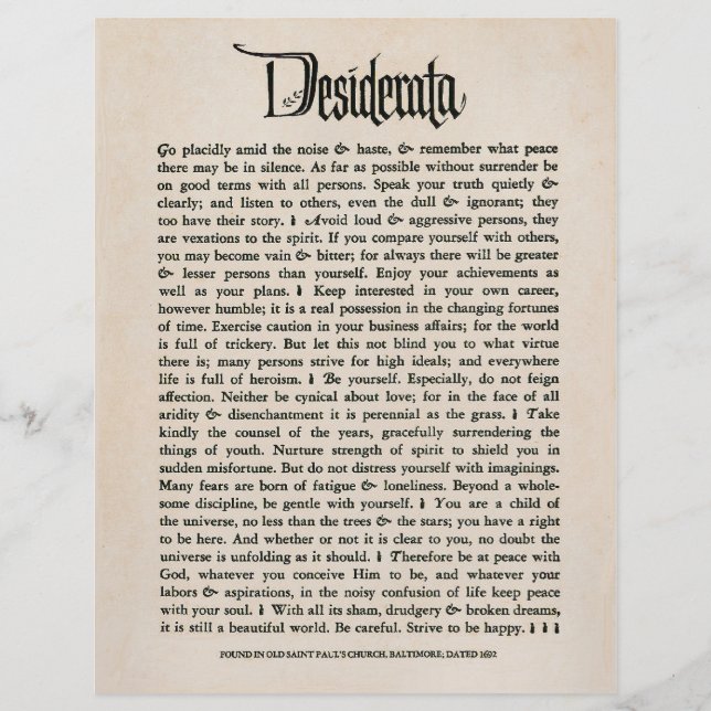 1692 Desiderata - Papel pergamino, 25 hojas (Anverso)