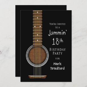16.ª invitación a fiesta de cumpleaños, guitarra a