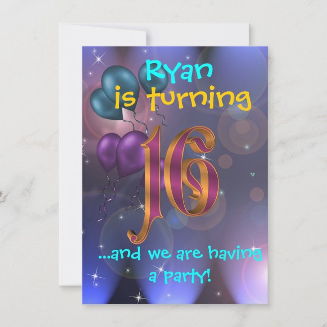 16.ª invitación a la fiesta de cumpleaños (Anverso)